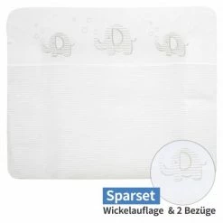 Alvi 3-tlg. Sparset Folien-Wickelauflage Kuschel 70 x 85 cm + 2 Ersatzbezüge aus Baumwolle - Streifenfant