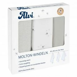 Alvi Moltonwindel / Moltontuch 3er Pack - Organic Cotton 80 x 80 cm - Faces