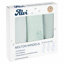 Alvi Moltonwindel / Moltontuch 3er Pack - Organic Cotton 80 x 80 cm - Teddy 1961