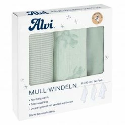 Alvi Mullwindel / Mulltuch 3er Pack - Organic Cotton 80 x 80 cm - Teddy 1961