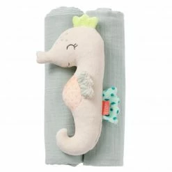 Baby Fehn 3-tlg. Set Stabrassel & Musselintücher Seepferd - Meereskinder