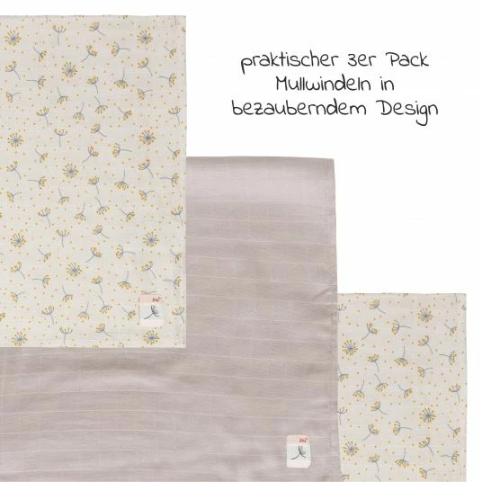 Bébé-jou Mullwindel 3er Pack Musselin 70 x 70 cm - Wish Grey 3 Bébé-jou Mullwindel 3er Pack Musselin 70 x 70 cm - Wish Grey – Bild 3