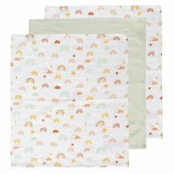 Bébé-jou Pflegetuch 3er Pack Musselin 32 x 32 cm - Rainbow Sky
