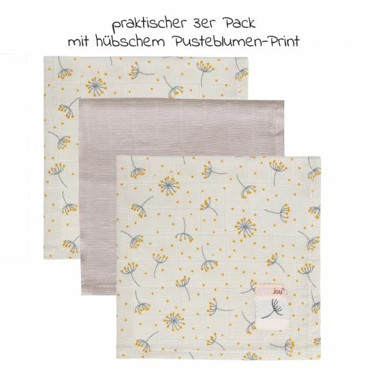 Bébé-jou Pflegetuch 3er Pack Musselin 32 x 32 cm - Wish Grey 3 Bébé-jou Pflegetuch 3er Pack Musselin 32 x 32 cm - Wish Grey – Bild 3