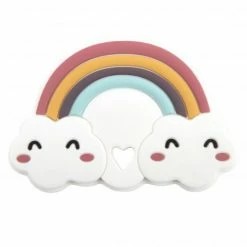 Bieco Beißring aus Silikon - Regenbogen & Wolken