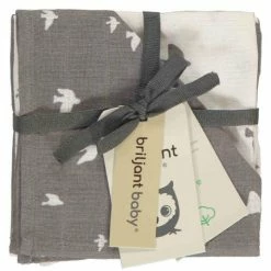Briljant Baby Mull-Waschlappen / Pflegetuch 4er Pack 30 x 30 cm - Organic Cotton - Birds - Tornado