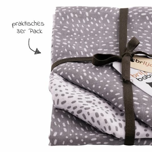 Briljant Baby Mullwindeln 3er Pack 70 x 70 cm - Minimal Dots - Weiß Grau 3 Briljant Baby Mullwindeln 3er Pack 70 x 70 cm - Minimal Dots - Weiß Grau – Bild 3