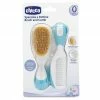 Chicco Set Kamm & Naturhaarbürste Ziegenhaar - Blau
