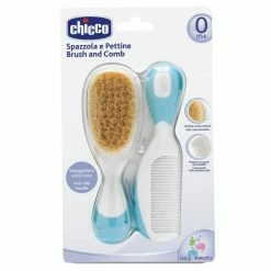 Chicco Set Kamm & Naturhaarbürste Ziegenhaar - Blau