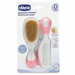Chicco Set Kamm & Naturhaarbürste Ziegenhaar - Rosa