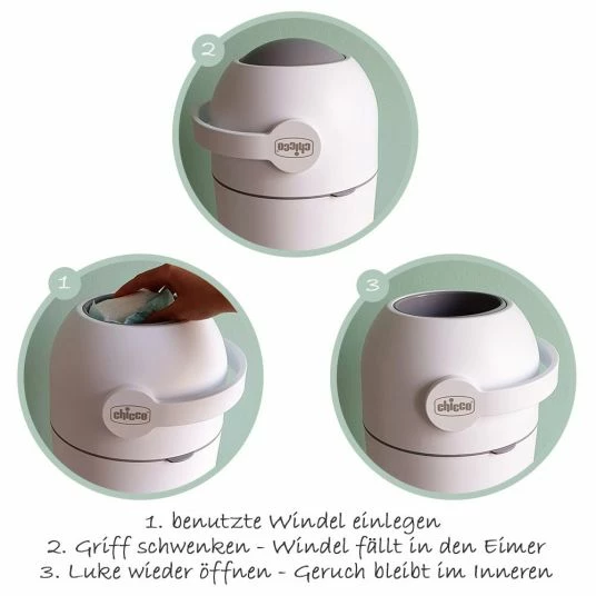 Chicco Windeleimer Odour Off - für herkömmliche Müllbeutel + Gratis Feuchttücher 60er Pack - White 5 Chicco Windeleimer Odour Off - für herkömmliche Müllbeutel + Gratis Feuchttücher 60er Pack - White – Bild 5