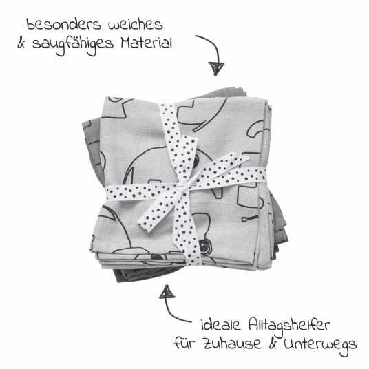 Done by Deer Mullwindel / Mulltuch / Pucktuch - 2er Pack - 120 x 120 cm - Deer Friends - Grau 2 Done by Deer Mullwindel / Mulltuch / Pucktuch - 2er Pack - 120 x 120 cm - Deer Friends - Grau – Bild 2