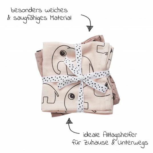 Done by Deer Mullwindel / Mulltuch / Pucktuch - 2er Pack - 120 x 120 cm - Deer Friends - Rosa 2 Done by Deer Mullwindel / Mulltuch / Pucktuch - 2er Pack - 120 x 120 cm - Deer Friends - Rosa – Bild 2