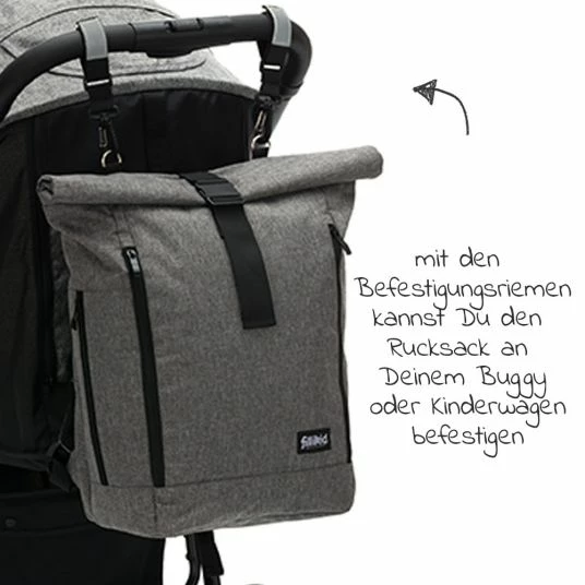 Fillikid Wickelrucksack Rolltop Dublin inkl. Wickelunterlage - Grau Melange 5 Fillikid Wickelrucksack Rolltop Dublin inkl. Wickelunterlage - Grau Melange – Bild 5
