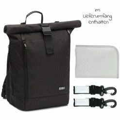 Fillikid Wickelrucksack Rolltop Dublin inkl. Wickelunterlage - Schwarz -Wickeln Verkaufsladen fillikid wickelrucksack rolltop dublin inkl wickelunterlage schwarz 7309 06 d2
