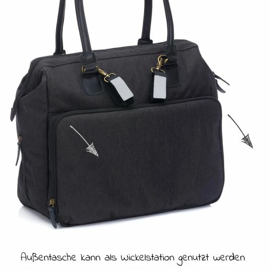 Fillikid Wickeltasche Oxford mit Wickelauflage, Innnen- & Außenfächer - Schwarz - Kollektion 2022 6 Fillikid Wickeltasche Oxford mit Wickelauflage, Innnen- & Außenfächer - Schwarz - Kollektion 2022 – Bild 6