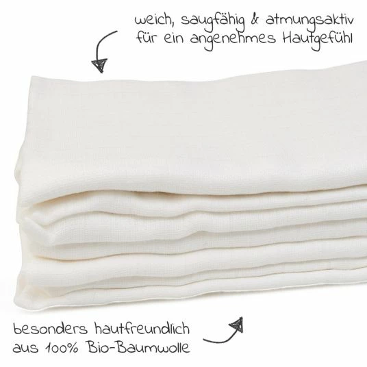 Grünspecht Bio-Mullwindel 5er Pack 70 x 70 cm - Weiß 2 Grünspecht Bio-Mullwindel 5er Pack 70 x 70 cm - Weiß – Bild 2