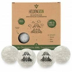 Heldengrün Öko-Trocknerbälle - 4er Pack - Nachhaltiger Weichspüler