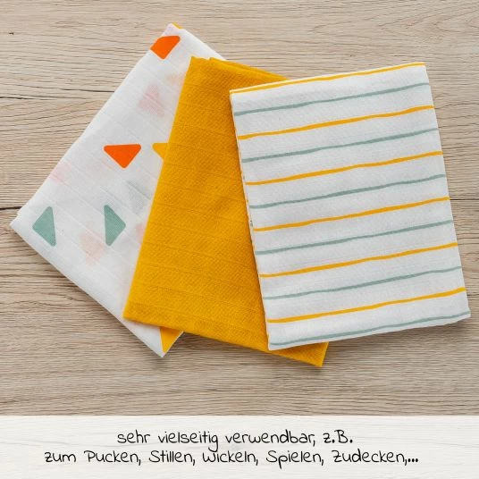 LaLoona Mullwindeln / Mulltücher / Spucktücher 3er Pack - Gelb 2 LaLoona Mullwindeln / Mulltücher / Spucktücher 3er Pack - Gelb – Bild 2