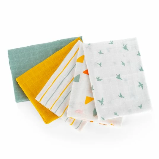 LaLoona Mullwindeln / Mulltücher / Spucktücher 5er Pack 70 x 70 cm - Gelb Grün 2 LaLoona Mullwindeln / Mulltücher / Spucktücher 5er Pack 70 x 70 cm - Gelb Grün – Bild 2