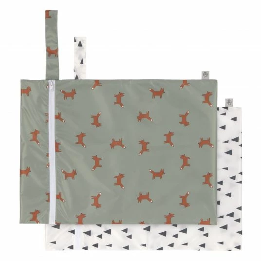 Lässig Nasstasche 2er Pack Wet Bag - Little Forest Fox - Olive 1 Lässig Nasstasche 2er Pack Wet Bag - Little Forest Fox - Olive