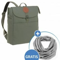 Lässig Wickelrucksack Green Label Backpack Adventure + GRATIS Still-Schal - Olive