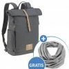 Lässig Wickelrucksack Green Label Rolltop Backpack + GRATIS Still-Schal - Anthracite