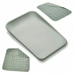 Leander Wickelauflage & Wickelkissen Set Matty abwischbar inkl. Auflage Topper und Kapuzen-Badetuch Hoodie - Sage Green - Kollektion 2022