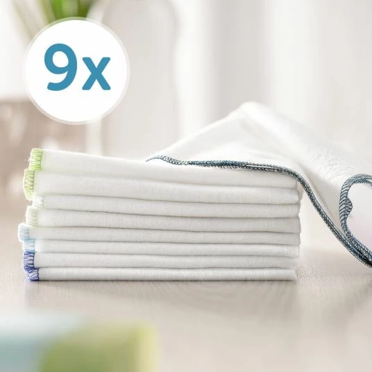 Makian Molton Flanell Baby Waschlappen 9er Pack 30 x 30 cm - Blau Grün 4 Makian Molton Flanell Baby Waschlappen 9er Pack 30 x 30 cm - Blau Grün – Bild 4