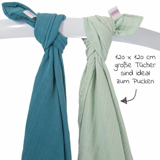 Makian Mulltuch / Pucktuch 2er Pack 120 x 120 cm - Patina Mint 3 Makian Mulltuch / Pucktuch 2er Pack 120 x 120 cm - Patina Mint – Bild 3
