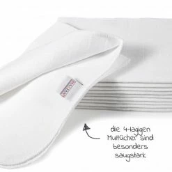 Makian Mullwindeln / Mulltücher / Spucktücher 10er Pack 35 x 50 cm - Weiß -Wickeln Verkaufsladen makian mullwindeln mulltucher spucktucher 10er pack 35 x 50 cm weiss dpb 10 d2