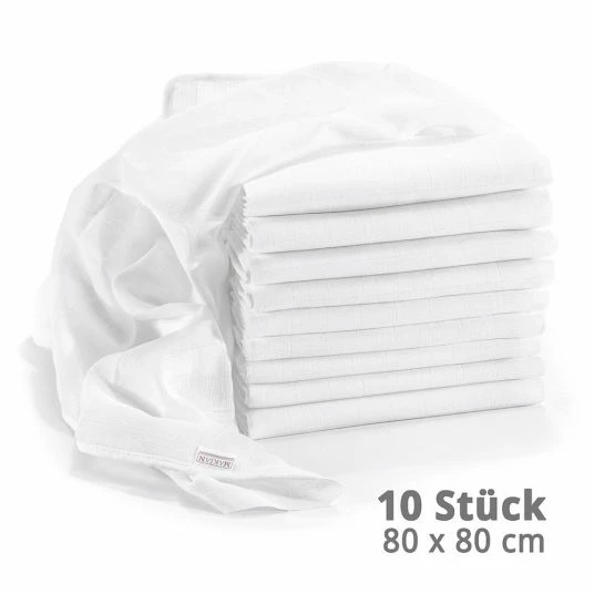 Makian Mullwindeln / Mulltücher / Spucktücher - 10er Pack 80 x 80 cm - Weiß 1 Makian Mullwindeln / Mulltücher / Spucktücher - 10er Pack 80 x 80 cm - Weiß