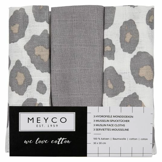 Meyco Mulltuch / Waschtuch - 3er Pack - 30 x 30 cm - Panther 2 Meyco Mulltuch / Waschtuch - 3er Pack - 30 x 30 cm - Panther – Bild 2