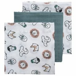 Meyco Mullwindel / Mulltuch / Pucktuch - Swaddle - 3er Pack - 70 x 70 cm - Animals