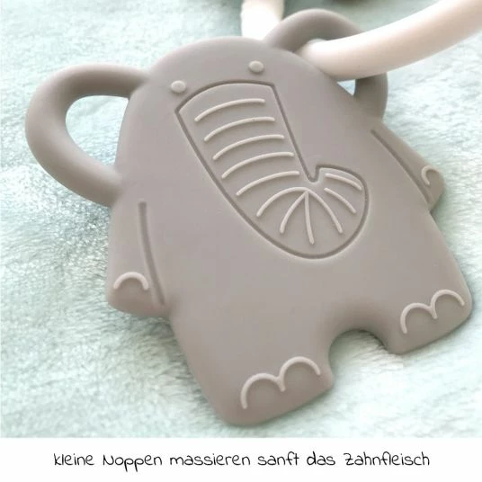 Nattou Silikon-Beißring - Elephant - Grey White 2 Nattou Silikon-Beißring - Elephant - Grey White – Bild 2