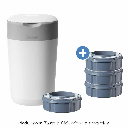 Tommee Tippee 12-tlg. Wickelset - Windeleimer Twist & Click + 4 Nachfüllkassetten + Folien-Wickelunterlage + 6 Mullwindeln 2 Tommee Tippee 12-tlg. Wickelset - Windeleimer Twist & Click + 4 Nachfüllkassetten + Folien-Wickelunterlage + 6 Mullwindeln – Bild 2