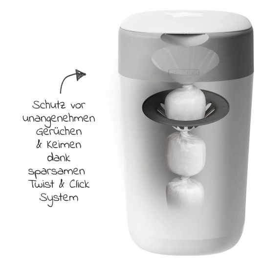 Tommee Tippee 12-tlg. Wickelset - Windeleimer Twist & Click + 4 Nachfüllkassetten + Folien-Wickelunterlage + 6 Mullwindeln 3 Tommee Tippee 12-tlg. Wickelset - Windeleimer Twist & Click + 4 Nachfüllkassetten + Folien-Wickelunterlage + 6 Mullwindeln – Bild 3