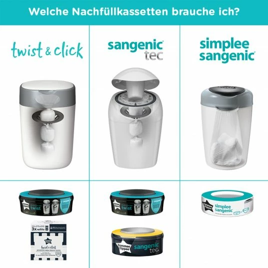 Tommee Tippee Nachfüllkassette für Windeleimer Twist and Click Sangenic - 12er Pack - Greenfilm™ 4 Tommee Tippee Nachfüllkassette für Windeleimer Twist and Click Sangenic - 12er Pack - Greenfilm™ – Bild 4