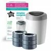 Tommee Tippee Windeleimer Simplee Sangenic inkl. 6 Nachfüllkassetten - Greenfilm™ - Weiß Grau