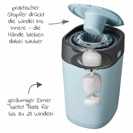 Tommee Tippee Windeleimer Twist and Click Sangenic inkl. 1 Nachfüllkassette - Greenfilm™ - Blau 2 Tommee Tippee Windeleimer Twist and Click Sangenic inkl. 1 Nachfüllkassette - Greenfilm™ - Blau – Bild 2