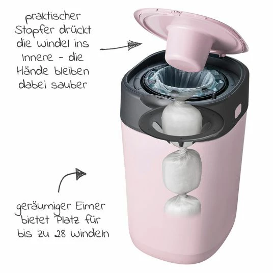 Tommee Tippee Windeleimer Twist and Click Sangenic inkl. 1 Nachfüllkassette - Greenfilm™ - Rosa 2 Tommee Tippee Windeleimer Twist and Click Sangenic inkl. 1 Nachfüllkassette - Greenfilm™ - Rosa – Bild 2