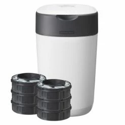 Tommee Tippee Windeleimer Twist and Click Sangenic inkl. 6 Nachfüllkassetten - Greenfilm™ - Weiß