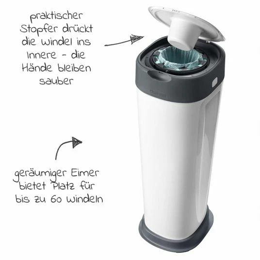 Tommee Tippee Windeleimer Twist and Click Sangenic XL inkl. 1 Nachfüllkassette - Greenfilm™ - Weiß 2 Tommee Tippee Windeleimer Twist and Click Sangenic XL inkl. 1 Nachfüllkassette - Greenfilm™ - Weiß – Bild 2