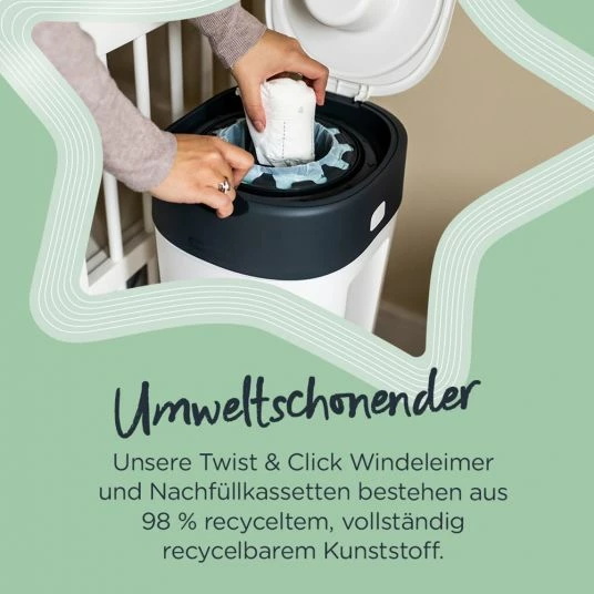 Tommee Tippee Windeleimer Twist and Click Sangenic XL inkl. 1 Nachfüllkassette - Greenfilm™ - Weiß 6 Tommee Tippee Windeleimer Twist and Click Sangenic XL inkl. 1 Nachfüllkassette - Greenfilm™ - Weiß – Bild 6